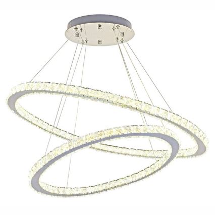 Lámpara de araña de cristal LED regulable en una cadena LED/160W/230V 3000-6500K plata + control remoto