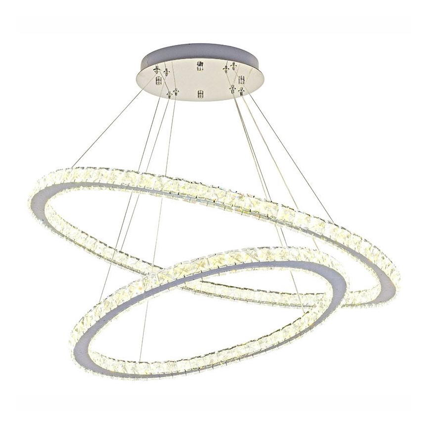 Lámpara de araña de cristal LED regulable en una cadena LED/160W/230V 3000-6500K plata + control remoto