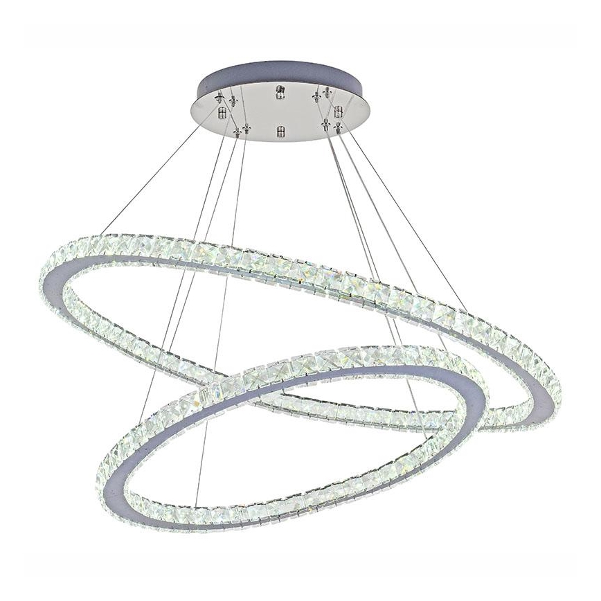 Lámpara de araña de cristal LED regulable en una cadena LED/160W/230V 3000-6500K plata + control remoto