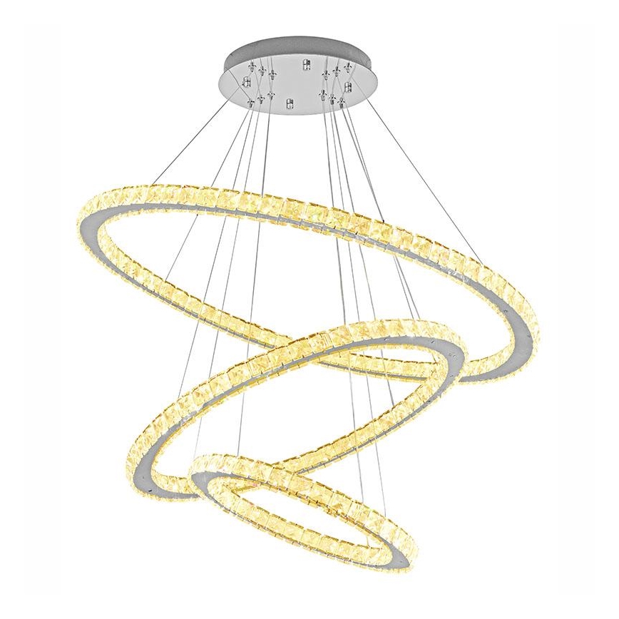 Lámpara de araña de cristal LED regulable en una cadena LED/210W/230V 3000-6500K plata + control remoto