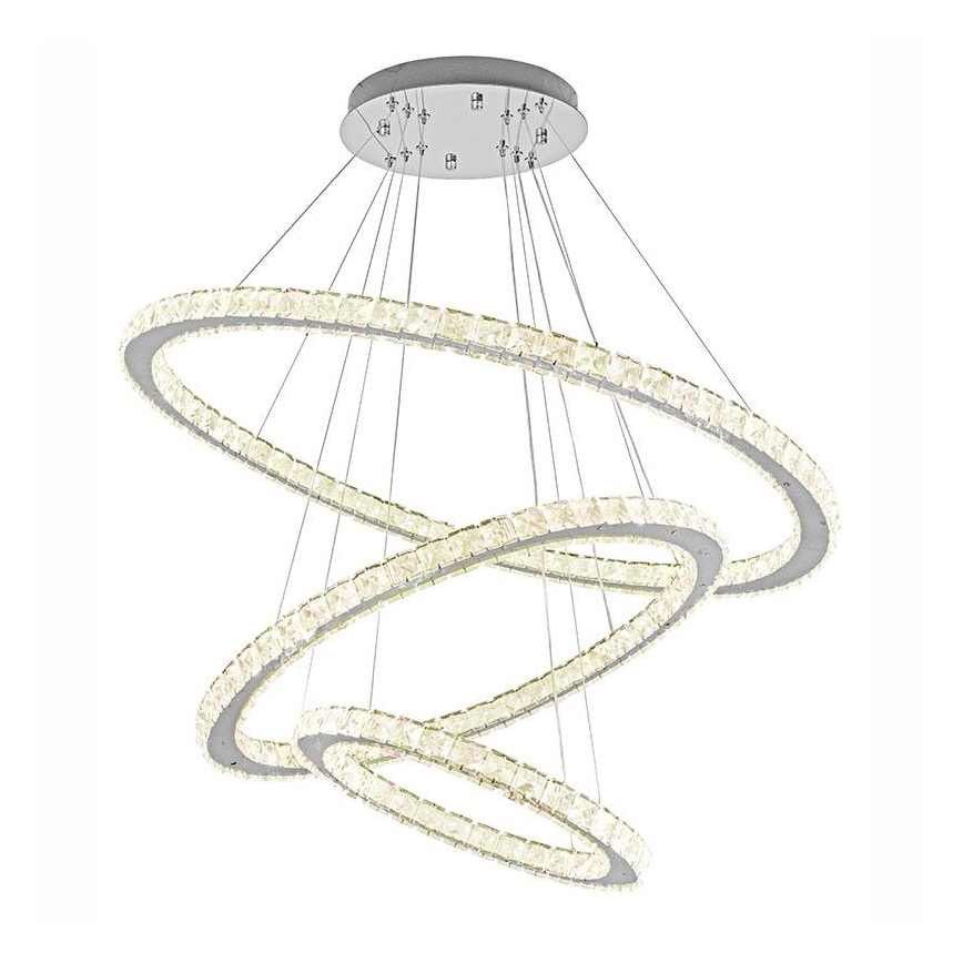 Lámpara de araña de cristal LED regulable en una cadena LED/210W/230V 3000-6500K plata + control remoto