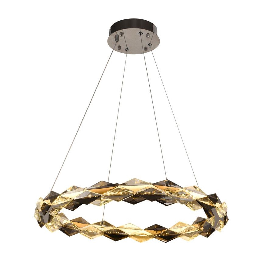 LED Lámpara de araña de vidrio regulable con cuerda LED/40W/230V 3000-6500K cromo brillante + control remoto