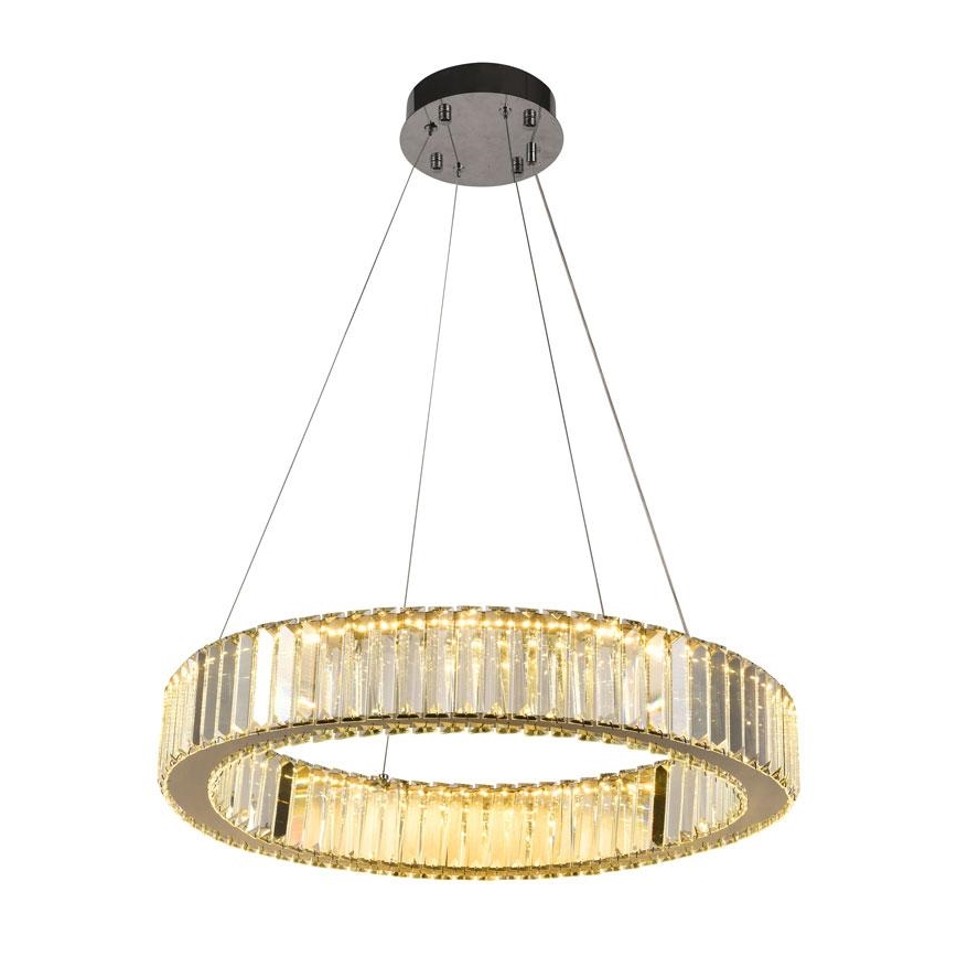 LED Lámpara de araña de vidrio regulable con cuerda LED/40W/230V 3000-6500K cromo brillante + control remoto