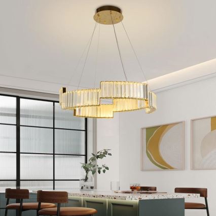 Lámpara de araña de cristal LED regulable en una cadena LED/40W/230V 3000-6500K dorado + mando a distancia