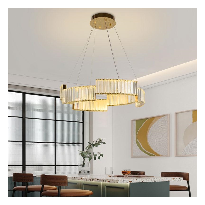 Lámpara de araña de cristal LED regulable en una cadena LED/40W/230V 3000-6500K dorado + mando a distancia