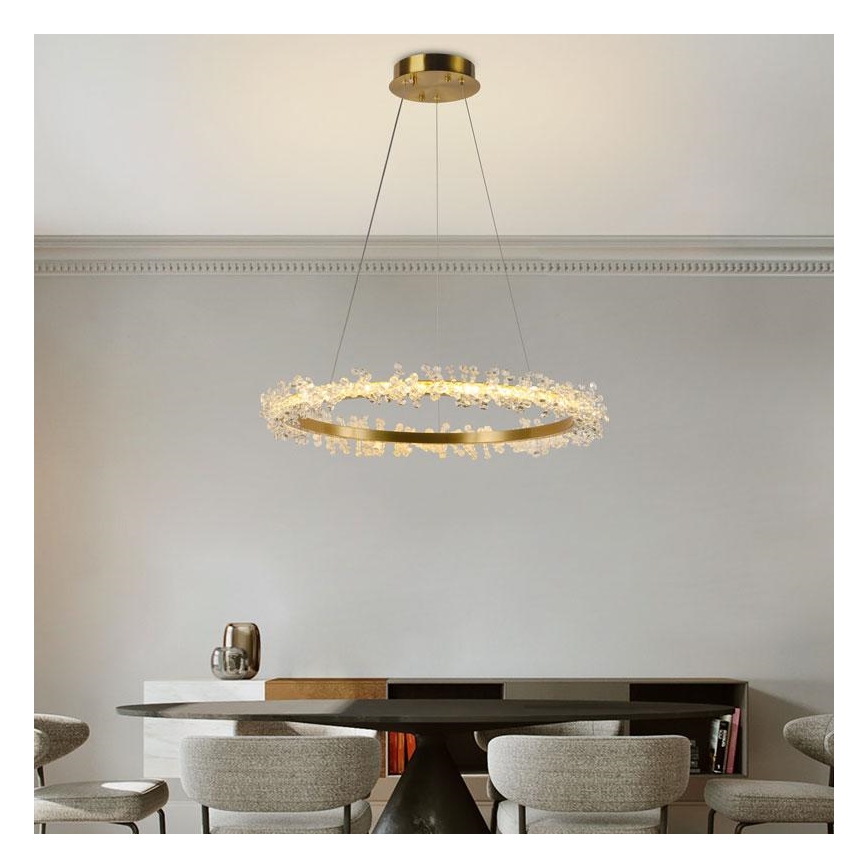 Lámpara de araña de cristal LED regulable en una cadena LED/40W/230V 3000-6500K dorado + mando a distancia