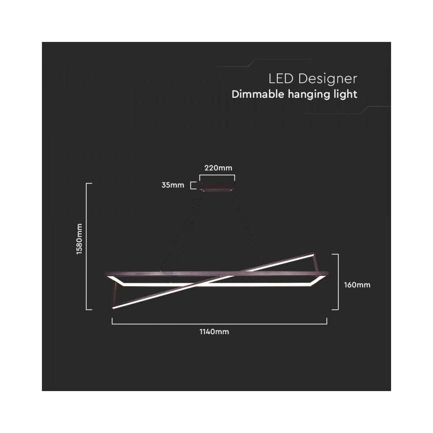 Lámpara de araña LED regulable LED/45W/230V 3000K 114 cm negro
