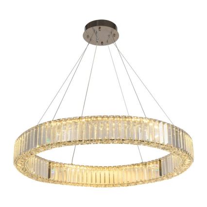 LED Lámpara de araña de vidrio regulable con cuerda LED/50W/230V 3000-6500K cromo brillante + control remoto