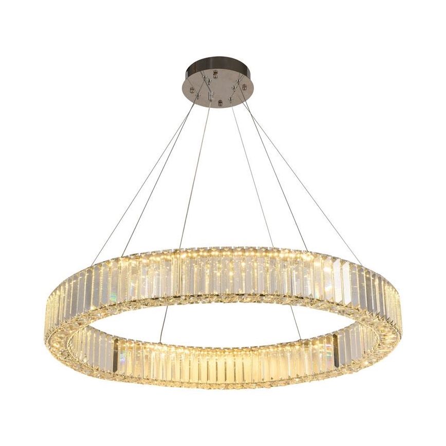 LED Lámpara de araña de vidrio regulable con cuerda LED/50W/230V 3000-6500K cromo brillante + control remoto