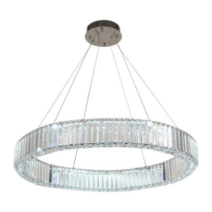 LED Lámpara de araña de vidrio regulable con cuerda LED/50W/230V 3000-6500K cromo brillante + control remoto