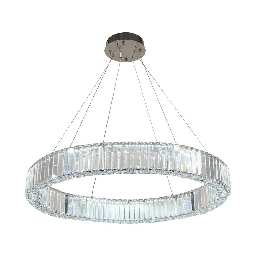 LED Lámpara de araña de vidrio regulable con cuerda LED/50W/230V 3000-6500K cromo brillante + control remoto