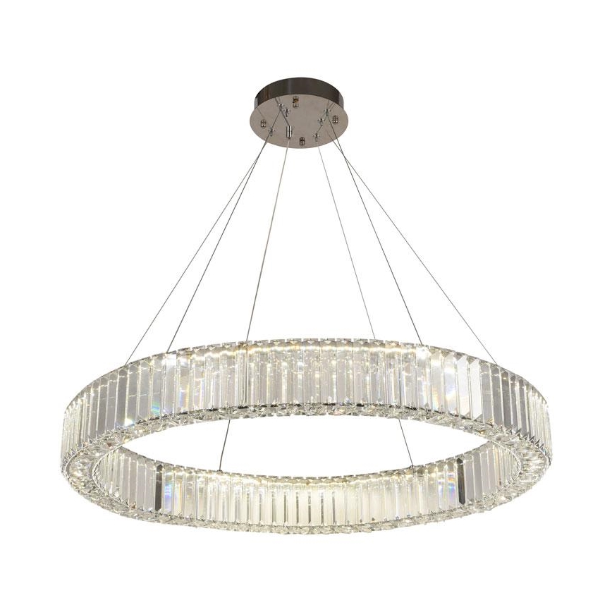LED Lámpara de araña de vidrio regulable con cuerda LED/50W/230V 3000-6500K cromo brillante + control remoto