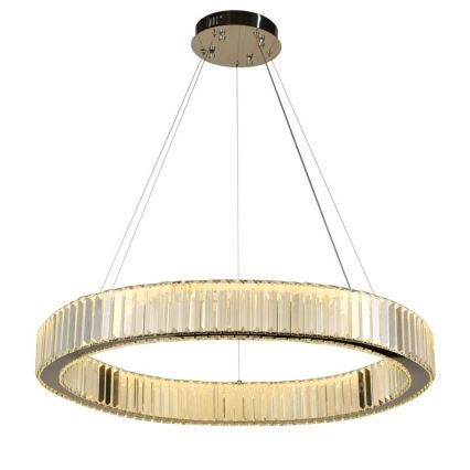 LED Lámpara de araña de vidrio regulable con cuerda LED/50W/230V 3000-6500K cromo brillante + control remoto