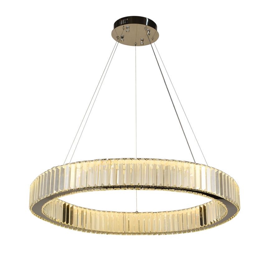 LED Lámpara de araña de vidrio regulable con cuerda LED/50W/230V 3000-6500K cromo brillante + control remoto
