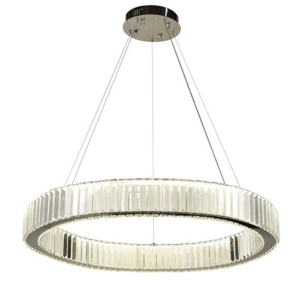 LED Lámpara de araña de vidrio regulable con cuerda LED/50W/230V 3000-6500K cromo brillante + control remoto