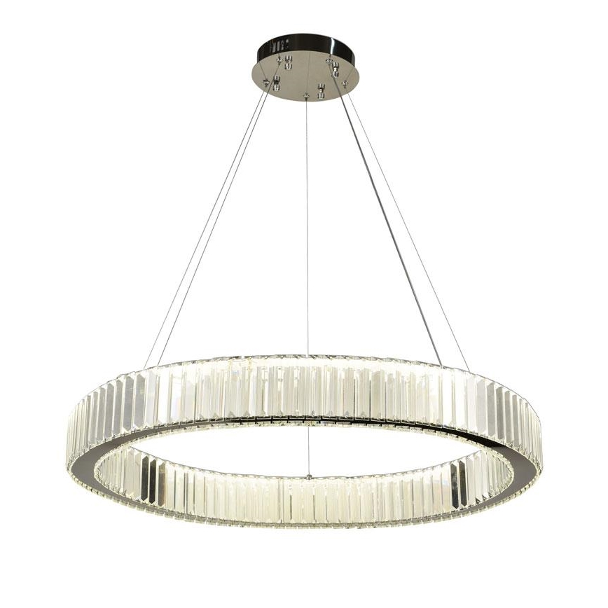 LED Lámpara de araña de vidrio regulable con cuerda LED/50W/230V 3000-6500K cromo brillante + control remoto
