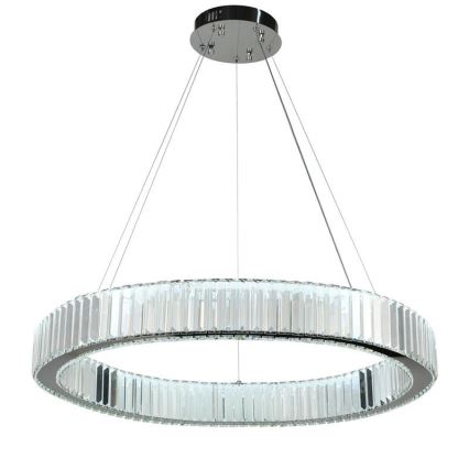 LED Lámpara de araña de vidrio regulable con cuerda LED/50W/230V 3000-6500K cromo brillante + control remoto