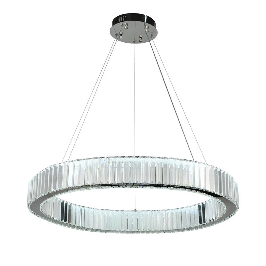 LED Lámpara de araña de vidrio regulable con cuerda LED/50W/230V 3000-6500K cromo brillante + control remoto