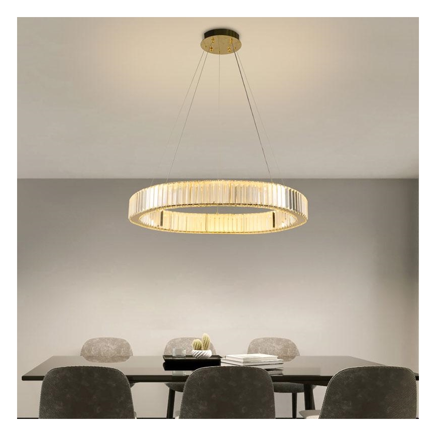 Lámpara de araña de cristal LED regulable en una cadena LED/50W/230V 3000-6500K cromo/dorado + control remoto