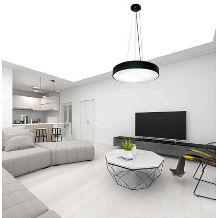 Lámpara de araña LED regulable LED/50W/230V 3000-6500K negro + control remoto