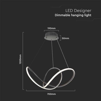 Lámpara de araña LED regulable LED/50W/230V 3000K negro