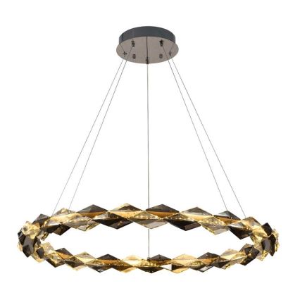 LED Lámpara de araña de vidrio regulable con cuerda LED/55W/230V 3000-6500K cromo brillante + control remoto