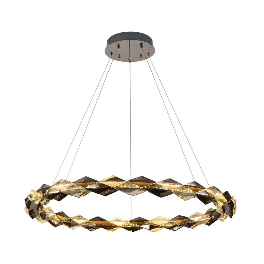 LED Lámpara de araña de vidrio regulable con cuerda LED/55W/230V 3000-6500K cromo brillante + control remoto