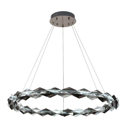 LED Lámpara de araña de vidrio regulable con cuerda LED/55W/230V 3000-6500K cromo brillante + control remoto