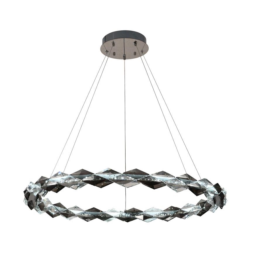 LED Lámpara de araña de vidrio regulable con cuerda LED/55W/230V 3000-6500K cromo brillante + control remoto