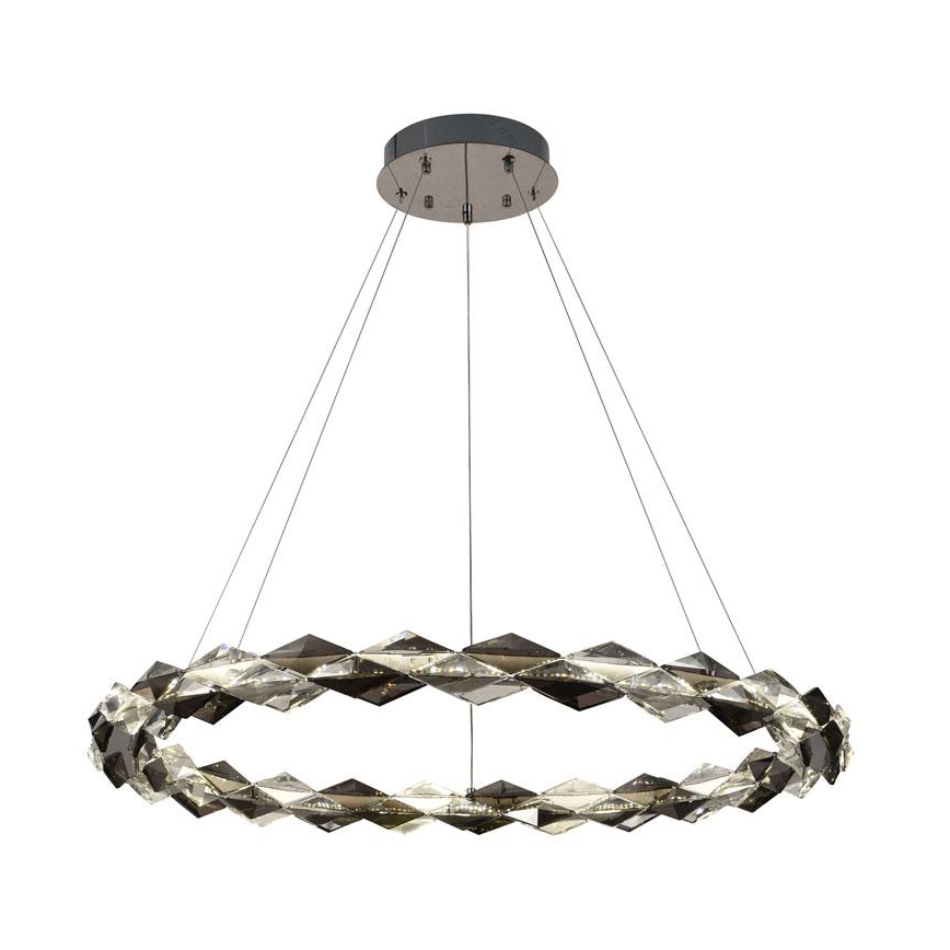 LED Lámpara de araña de vidrio regulable con cuerda LED/55W/230V 3000-6500K cromo brillante + control remoto