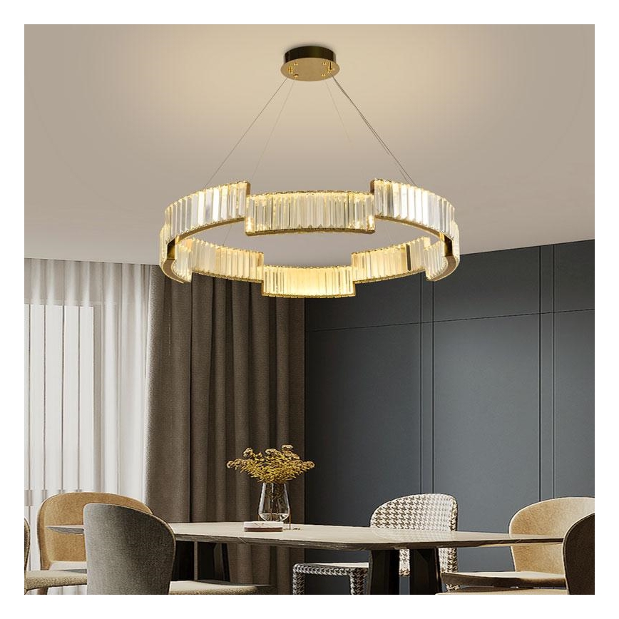 Lámpara de araña de cristal LED regulable en una cadena LED/60W/230V 3000-6500K dorado + mando a distancia