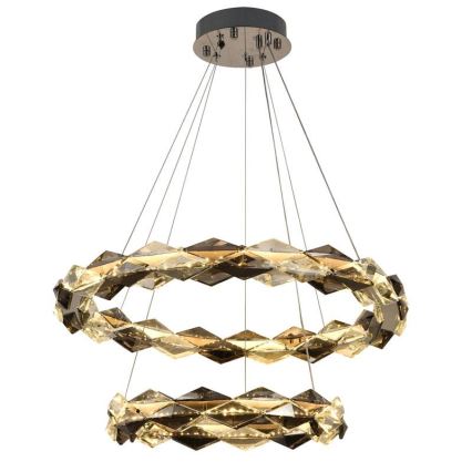 LED Lámpara de araña de vidrio regulable con cuerda LED/65W/230V 3000-6500K cromo brillante + control remoto
