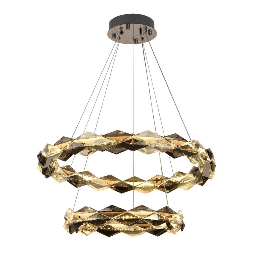 LED Lámpara de araña de vidrio regulable con cuerda LED/65W/230V 3000-6500K cromo brillante + control remoto