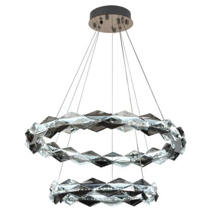 LED Lámpara de araña de vidrio regulable con cuerda LED/65W/230V 3000-6500K cromo brillante + control remoto
