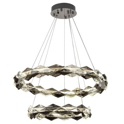 LED Lámpara de araña de vidrio regulable con cuerda LED/65W/230V 3000-6500K cromo brillante + control remoto