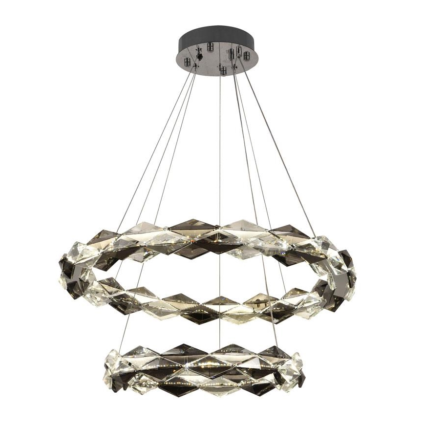 LED Lámpara de araña de vidrio regulable con cuerda LED/65W/230V 3000-6500K cromo brillante + control remoto