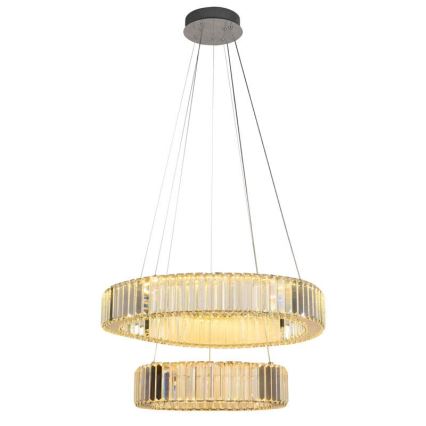 LED Lámpara de araña de vidrio regulable con cuerda LED/65W/230V 3000-6500K cromo brillante + control remoto