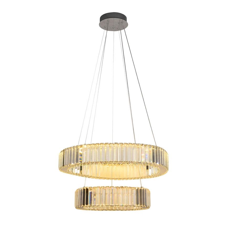 LED Lámpara de araña de vidrio regulable con cuerda LED/65W/230V 3000-6500K cromo brillante + control remoto