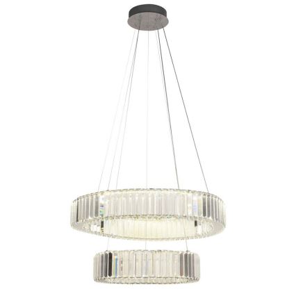 LED Lámpara de araña de vidrio regulable con cuerda LED/65W/230V 3000-6500K cromo brillante + control remoto