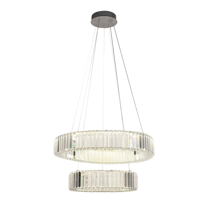 LED Lámpara de araña de vidrio regulable con cuerda LED/65W/230V 3000-6500K cromo brillante + control remoto