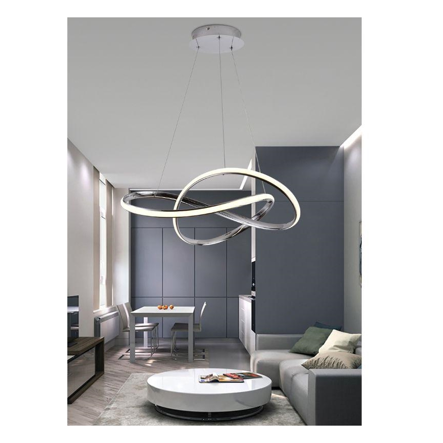 Lámpara de araña LED regulable LED/70W/230V 3000-6500K diá. 60 cm cromo brillante + control remoto