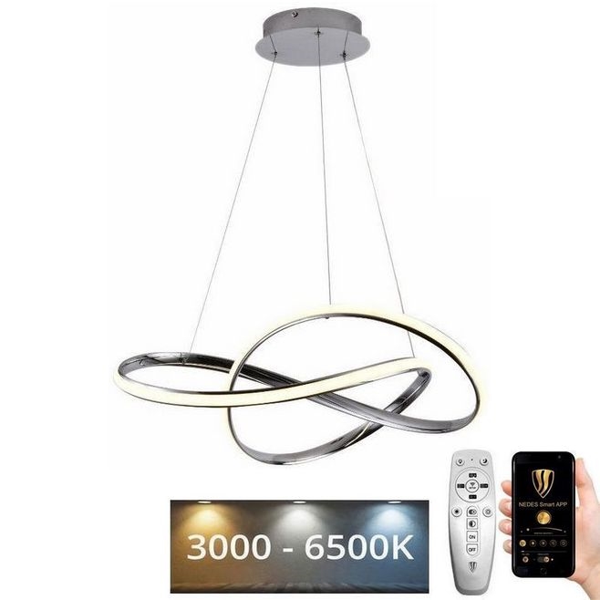 Lámpara de araña LED regulable LED/70W/230V 3000-6500K diá. 60 cm cromo brillante + control remoto