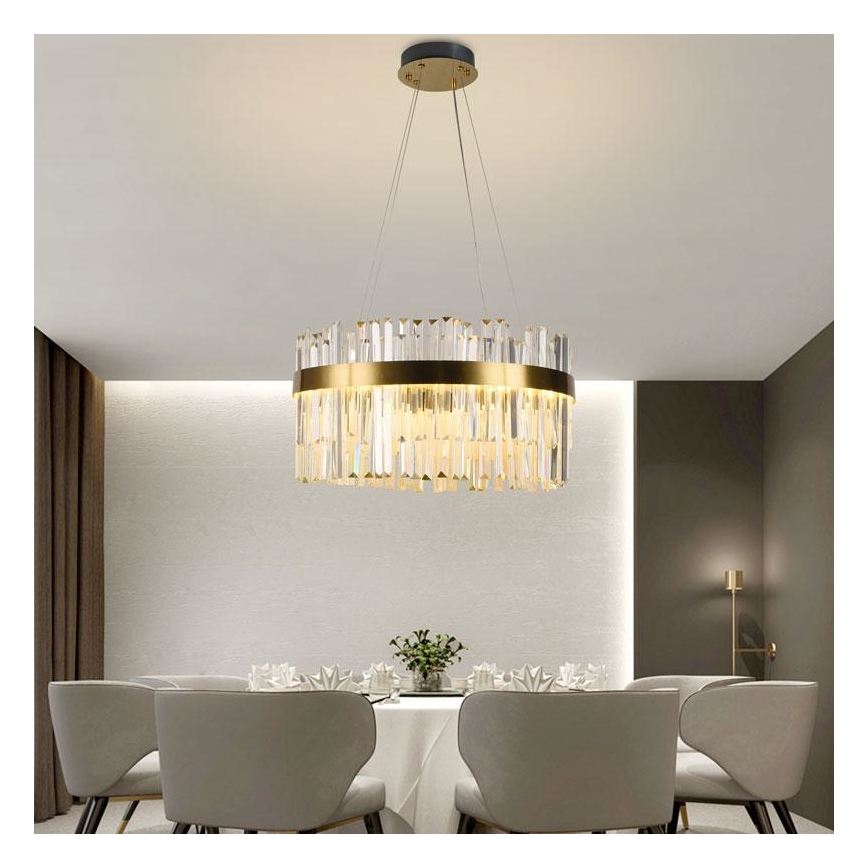 Lámpara de araña de cristal LED regulable en una cadena LED/70W/230V 3000-6500K dorado + control remoto