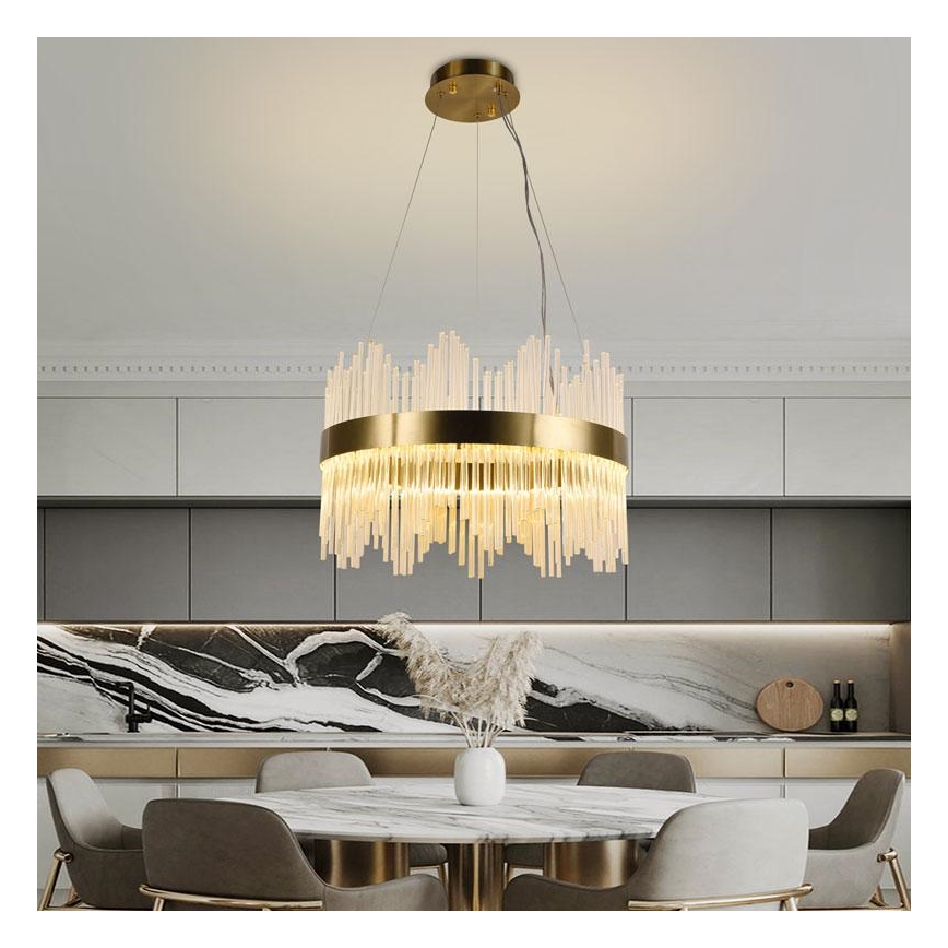 Lámpara de araña de cristal LED regulable en una cadena LED/70W/230V 3000-6500K dorado + control remoto