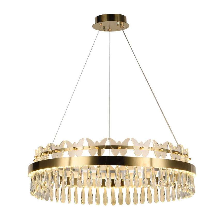 Lámpara de araña de cristal LED regulable en una cadena LED/80W/230V 3000-6500K dorado + mando a distancia