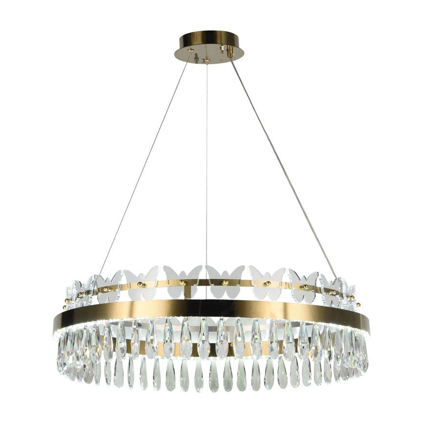 Lámpara de araña de cristal LED regulable en una cadena LED/80W/230V 3000-6500K dorado + mando a distancia