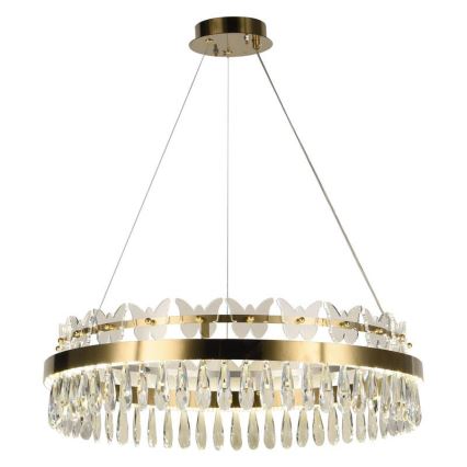 Lámpara de araña de cristal LED regulable en una cadena LED/80W/230V 3000-6500K dorado + mando a distancia