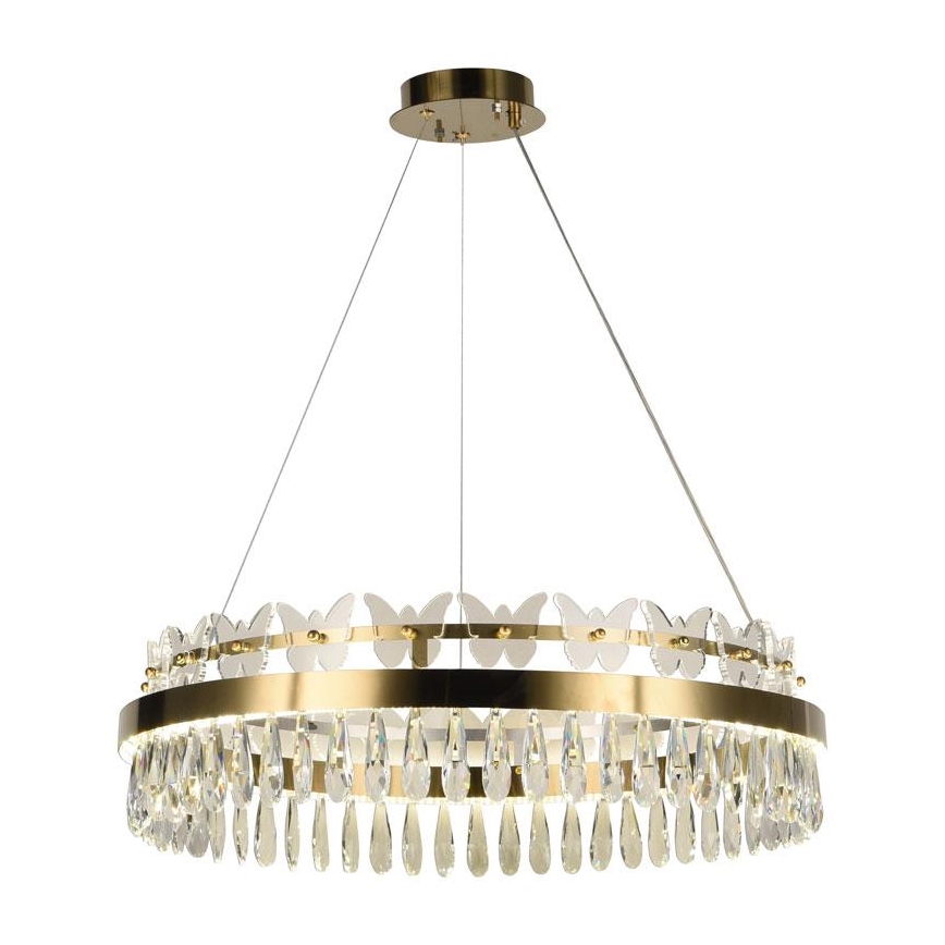 Lámpara de araña de cristal LED regulable en una cadena LED/80W/230V 3000-6500K dorado + mando a distancia