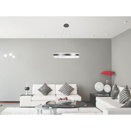 Lámpara de araña de cristal LED regulable en una cadena LED/80W/230V 3000-6500K negro + control remoto