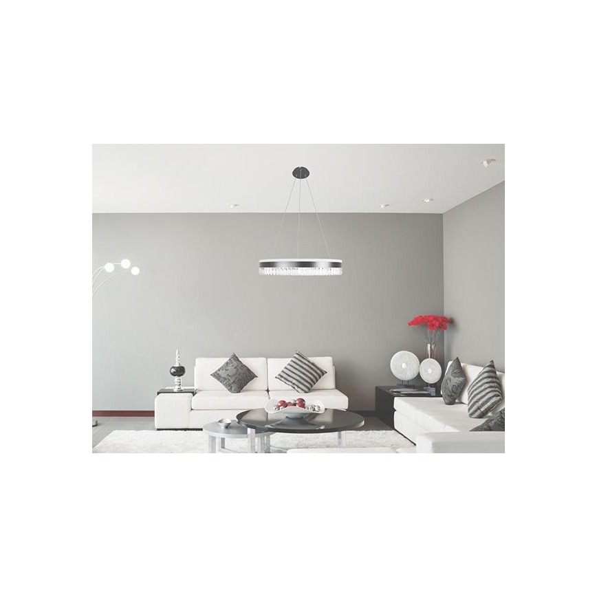 Lámpara de araña de cristal LED regulable en una cadena LED/80W/230V 3000-6500K negro + control remoto
